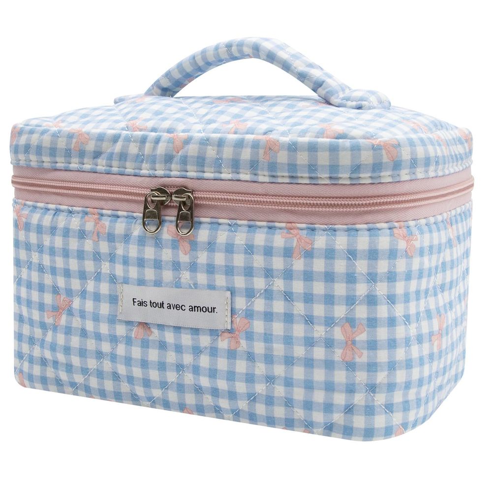 1pc Large Makeup Bag, Cute Cosmetic Bag For Women Girls, Floral Coquette💐